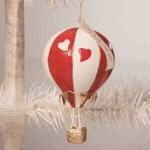 Bethany Lowe Love Is In The Air Hot Air Balloon Ornament Valentine’s Day Red New